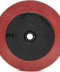 Radial Bristle Brush For Fast Finishing And Deburring On Complex Parts With Aluminum Oxide, Pro Grade Finish, red, front view