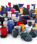 Assorted BRUTE trash cans and lids including heavy duty 32 gallon trash can dome lid with self draining channels gray snap lock secure fit.