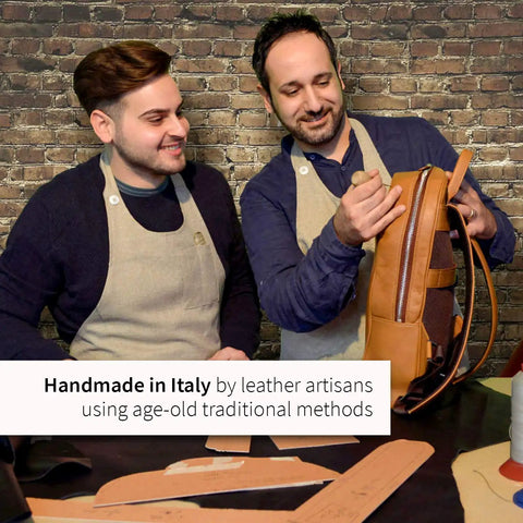Italian artisans crafting Handmade Italian Tumble Leather Valet Tray Organizer For Desk, showcasing traditional techniques.
