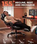 Man reclining on Big And Tall Gaming Chair For Adults With 350 Lb Capacity, Heavy Duty Office Chair, Sky Gray, in a home office