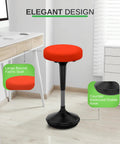 Adjustable Standing Desk Stool For Home Office And Classroom Use Ergonomic Active Sitting Chair with red fabric seat