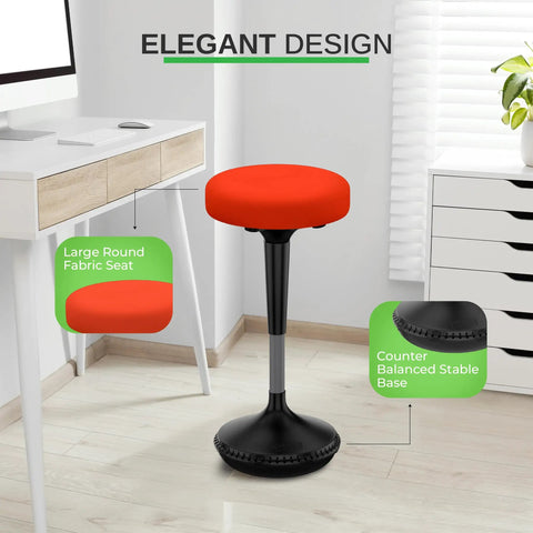Adjustable Standing Desk Stool For Home Office And Classroom Use Ergonomic Active Sitting Chair with red fabric seat