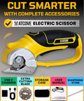 Hella Cool Cordless Electric Scissors With Bright LED Light And Safety Lock For Easy Cardboard Cutting, yellow ergonomic design