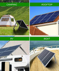 Two Pack Adjustable Solar Panel Tilt Mount Brackets Kit For 14 To 27 Inch Rails on tent, rooftop, RV, and boat applications