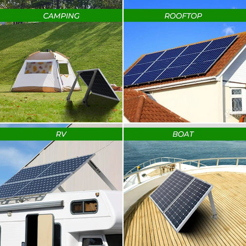 Two Pack Adjustable Solar Panel Tilt Mount Brackets Kit For 14 To 27 Inch Rails on tent, rooftop, RV, and boat applications