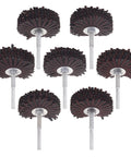 Seven Pack Abrasive Cloth Flap Wheel With One Quarter Inch Shank 80mm Diameter For Woodworking Root Carving And Furniture Polishing Grits 80 120 150 180 240 320 400