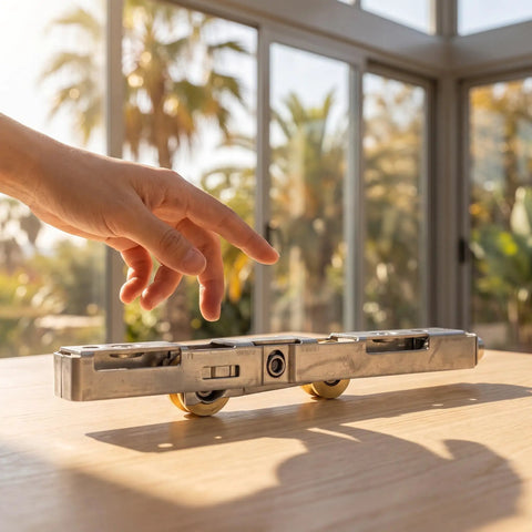 Top Shelf Sliding Door Roller Replacement Kit With Hella Smooth Silent Rollers For Glass And Patio Tracks Heavy Duty 6 By 0.5 Inch on wooden table.