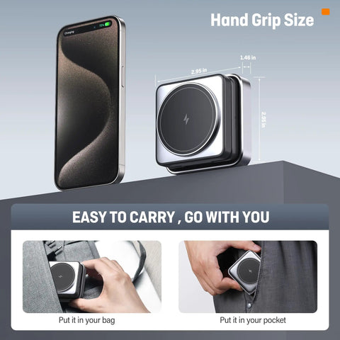 3 In 1 Magnetic Wireless Charger Station Foldable With Light For Apple Magnetic Charger Travel Stand Nightstand Dock Fast 15W Wireless Charging Includes 20W Power Adapter, compact size display