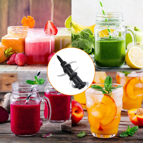 Six Blade Replacement Blender Kit For High Power Ninja Systems 1100 1200 1500 Watt Pitcher 72 Oz Compatible Blades surrounded by smoothies