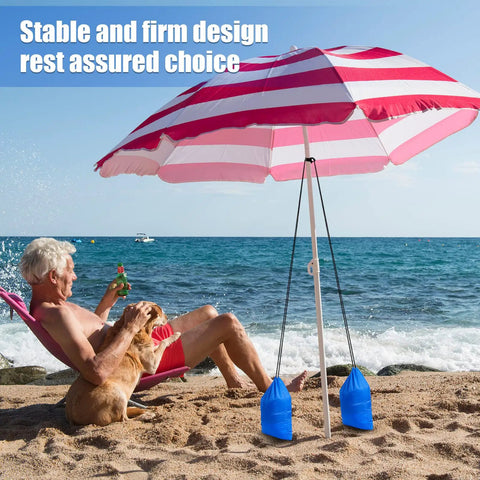 2 Pack Fillable Sandbags For Beach Umbrella And Outdoor Canopy Windproof Weights with Hook And Loop Fasteners on sand