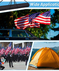 Flag Pole Carry Bag For Tailgates And Color Guard Gear, Heavy Duty 60x6 Inch Oxford Fabric Case shown with flags and tent in use