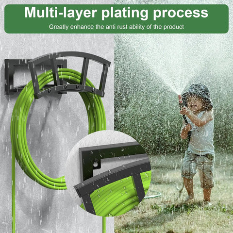 Wall Mounted Garden Hose Holder For Outdoor Use Built To Last Heavy Duty Metal Hose Organizer Holding Green Hose