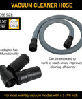 Upgrade 1-7/8 Inch By 7 Foot Wet Dry Vacuum Hose With Universal Inlet Fit And POS-I-LOCK Connection, shown coiled with adapter