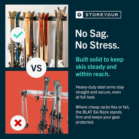 Heavy Duty Ski Rack Wall Mount Stack Your Stash In The Garage Holds Eight Pairs Of Skis And Snowboards Solid As A Rock Organization Setup For Real Riders Who Want Clean Space