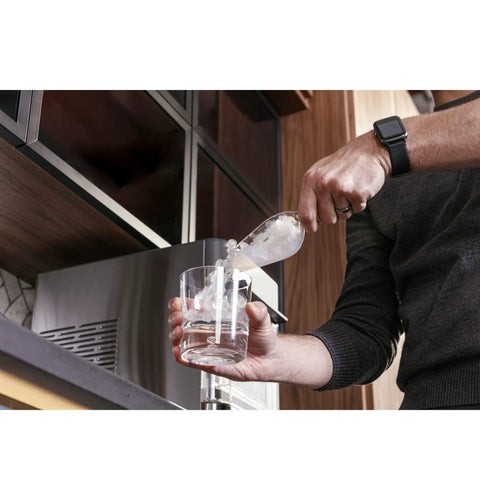 Person using Side Tank Accessory For Opal Nugget Ice Maker With Magnetic Attachment 1 Gallon Tank for more ice