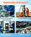 PioMue 1.3T Benchtop Pneumatic Crimping Tool With Replaceable Dies For Wire Terminals in scenarios like automotive repair and power equipment.