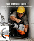 Heavy Duty Electric Jack Hammer Delivers 1700 Watts Of Knockout Punch At 1900 Bpm To Rip Through Concrete And Brick Handles Demolition Easy Features Anti Vibration Swivel Handle in use with 360° rotatable handle for versatile gripping.