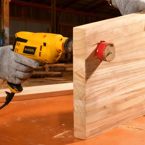 Bi Metal Hole Saw Kit For Metal And Wood, 16 Piece Deep Cut 48 Millimeter Set drilling wood piece