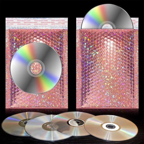 Rose Gold Holographic Bubble Mailers Bulk Pack Of 30 Self Sealing Padded Envelopes 11 By 7 Inches For Shipping And Packing With Privacy Protection Cushioning Ideal For Ecommerce Sellers And Gift Shipments holding discs