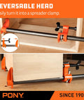 Heavy Duty Deep Reach Pipe Clamps 2 Pack For Woodworkers And Diy Crews 3/4 Inch Threaded Steel Vise Kit showing reversible head for spreading.
