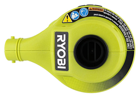 Top view of the 18V One Plus High Volume Power Inflator And Deflator For Mattresses And Recreational Inflatables with nozzle attachment