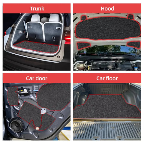 Smooth Ride Auto Sound Deadening Mat 157 Mil Thick Closed Cell Pe Foam 36 Sq Ft installed in trunk, hood, car door, car floor.