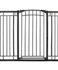Multi-Use Tall Walk-Thru Baby Gate In Black Metal, Pressure Mount Or Hardware Mount Options, Adjustable 28 To 48 Inch Wide