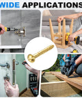 Brass Round Head Wood Screws M3 X 25mm Slotted Self-Tapping, 60 Pcs, shown used in woodworking and repair projects.