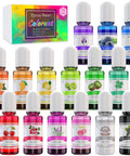 Epoxy resin pigment set with 15 color liquid dyes in 10ml bottles with white caps for resin art and crafts