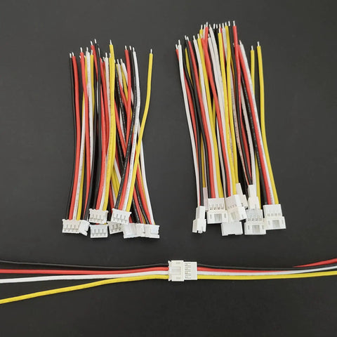 Mini Micro PH2.0mm 4Pin Connector Kit With 10cm 22AWG Soft Silicone Wire, various colored wires and connectors displayed