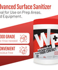 All Purpose Food Contact Cleaning Wipes No Rinse No Residue Quick Dry Formula Disinfecting Wipes For Restaurants Foodservice Schools Pro Grade Canister 100 Count with label and features shown.