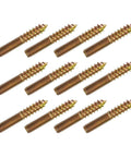 12 Pack M8x50mm Double Ended Hanger Bolts Rock Solid Hold Wood To Metal Connectors Heavy Duty self-tapping screws on white background.