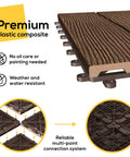 Interlocking 12 By 12 Inch Balcony Patio Deck Tiles 12 Pack Waterproof Weatherproof Floor Tiles, close-up of composite material