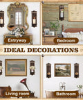 Handmade Paulownia Wood Candle Sconces Set Of Two Vintage Rustic Farmhouse Wall Decor displayed in entryway and bedroom.
