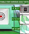 Two Pack Green Golf Triangle Side Net With Sandbags, Shank Barrier Net For Driving Cage Frame 10 by 10 Feet setups shown