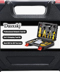 Pass Through RJ45 Crimp Tool Kit For Network Installations With Wire Tracker 110 88 Punchdown Tool Cat6 Cat5e Cat5 Crimping Tool And Wire Stripper In Sturdy Carrying Case