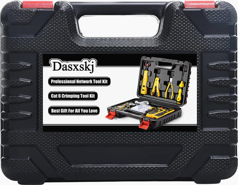 Pass Through RJ45 Crimp Tool Kit For Network Installations With Wire Tracker 110 88 Punchdown Tool Cat6 Cat5e Cat5 Crimping Tool And Wire Stripper In Sturdy Carrying Case