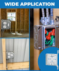 Four Pack Four Inch Welded Square Electrical Box With MC Clamp And Side Bracket Depth Two And One Eighth Inches With One Half And Three Quarter Inch Knockouts Ideal For Lighting Fixtures Switches And Receptacles UL Listed in wall applications