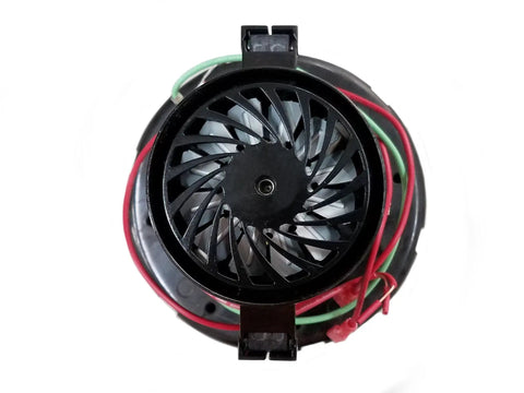 Top view of Replacement Car Wash Vacuum Motor 8055EM For JE Adams Vacuums, 110V, 1.6HP, with visible wiring and fan blades.