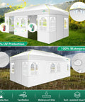 10x20 Pop Up Canopy Tent With 6 Removable Sidewalls, One Push Center Top Setup, Quick No Tools Frame, Waterproof Outdoor Event Shade For Parties, Weddings, 3 Height Settings, Comes With Carry Bag And Sandbags, White