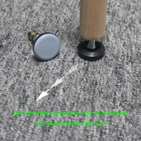 Stop Rocking Your Furniture With PTFE Bottom Leveler Pads, 28mm Base And One Quarter Twenty Threaded Shank shown on carpet
