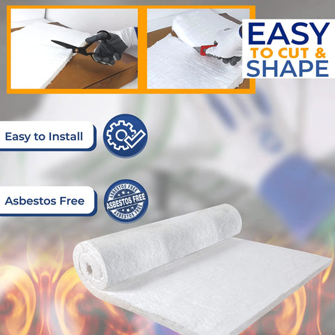 Ceramic fiber insulation blanket by Amazon, 1 in thick x 12 in x 24 in, 2400F, 4# density for high-temp furnaces
