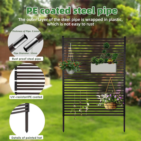 Rock Solid Outdoor Privacy Screen 43 Inch Long 70.8 Inch High Metal Fence Panel demonstrating weatherproof features