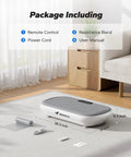 Vibration Plate Exercise Machine With Bluetooth, 440 Lbs Capacity, Silicone Pedals, Accessories Shown on Living Room Floor