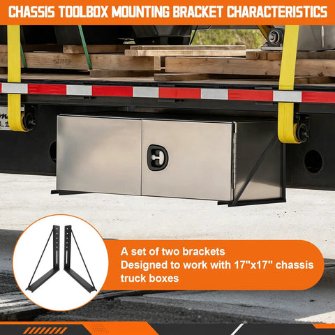 Set Of 2 Heavy Duty Underbody Truck Tool Box Mounting Brackets Kit 17 X 17 Inch Welded Steel Brackets Under Truck Bed
