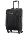 Lightweight spinner carry-on luggage, 20-inch black softside with carbon handle and spinner wheels for quick getaways.