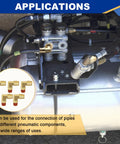 5 Pack Pro Grade Three Eighths Inch Brass Air Brake Line Push To Connect Fittings With Ninety Degree Elbow on air brake system