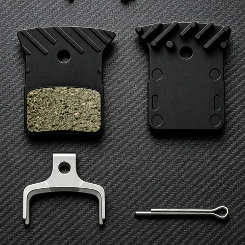Road Bike Disc Brake Pads Kit With Spring And Pin For Consistent Stopping On Road Rides Resin And Metal Construction With Stainless Steel Support Durable Spares For Daily Rides And Routine Maintenance, two pads and pin