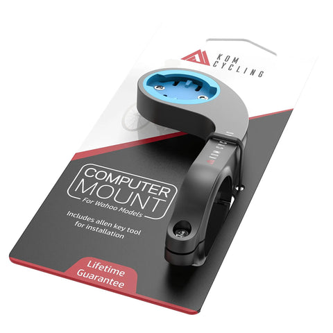 Handlebar Mount For Wahoo Elemnt Roam Bolt Mini And Elemnt Devices, Quick Hinged Installation With Spacer Kit For 22.2mm And 25.4mm Bars, No Fuss Lock, Durable Aluminum Mount For A Smooth Ride On Any Trek displayed on packaging