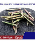 No Sweat Zinc Plated Carbon Steel Countersunk Self Tapping Wood Screws Phillips Drive for Hustle Free Drywall and Fiberboard Mounting, assorted views.